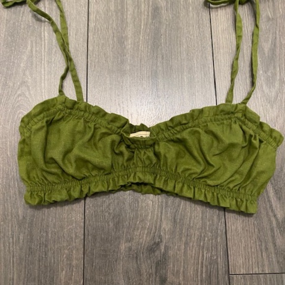 Lykke Wullf Pearl Linen Green Bralette Size XS - Picture 4 of 10